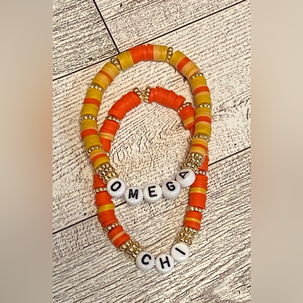 Omega Chi Heishi Bead Bracelets set of 2
